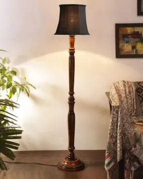 Modern Design Cotton Shade Wooden Floor Lamp | 12 X 57 inches