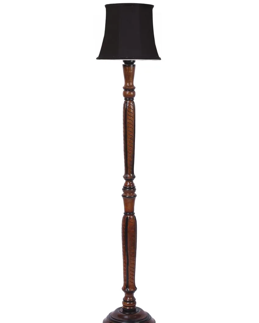 Modern Design Cotton Shade Wooden Floor Lamp | 12 X 57 inches