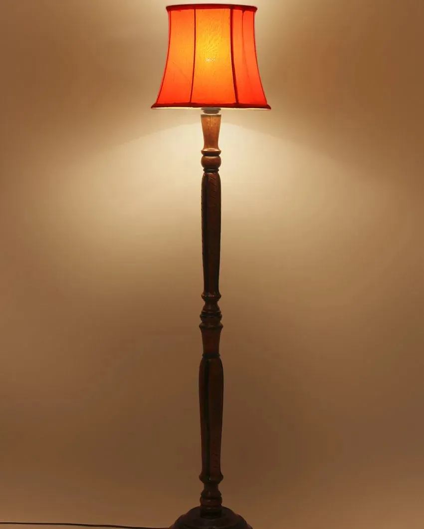 Modern Design Cotton Shade Wooden Floor Lamp | 12 X 57 inches