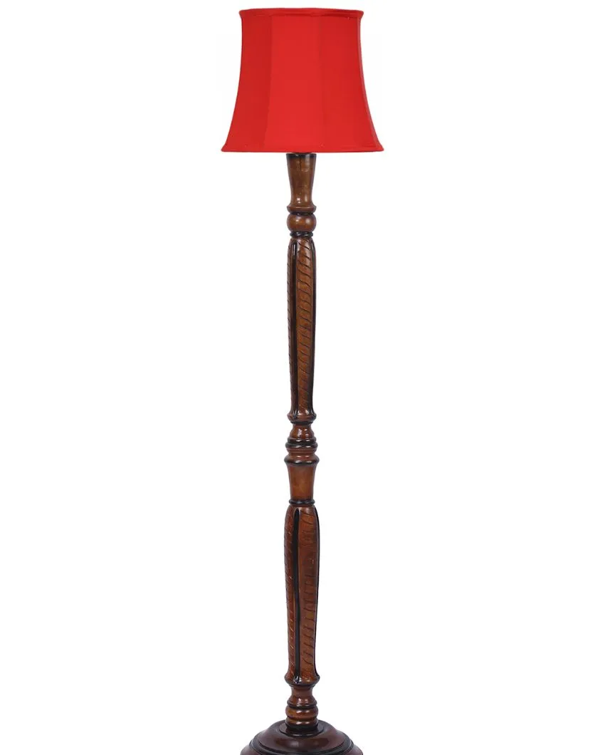 Modern Design Cotton Shade Wooden Floor Lamp | 12 X 57 inches