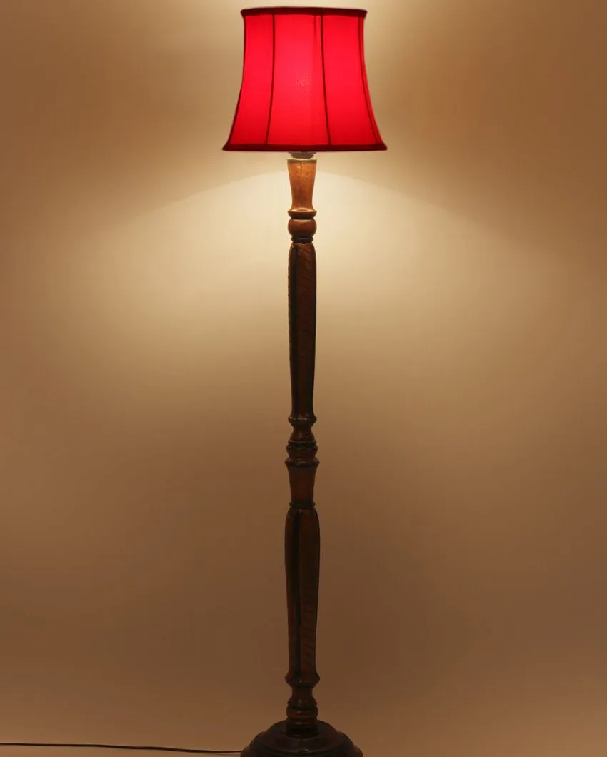 Modern Design Cotton Shade Wooden Floor Lamp | 12 X 57 inches