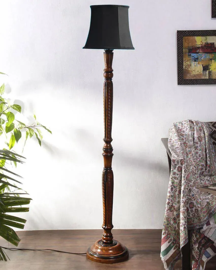 Modern Design Cotton Shade Wooden Floor Lamp | 12 X 57 inches