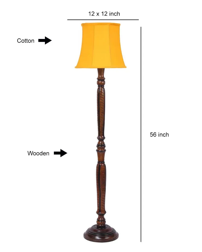 Modern Design Cotton Shade Wooden Floor Lamp | 12 X 57 inches