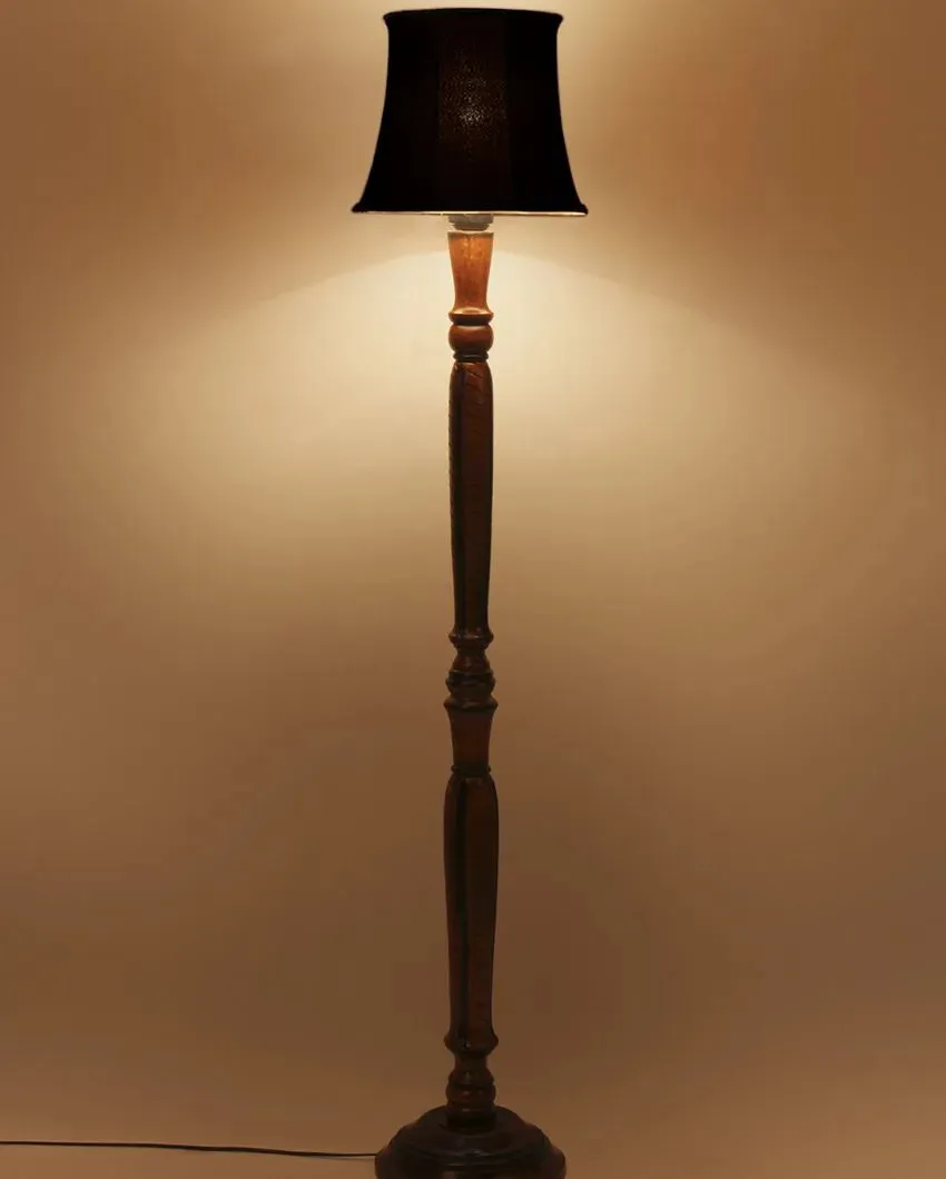 Modern Design Cotton Shade Wooden Floor Lamp | 12 X 57 inches