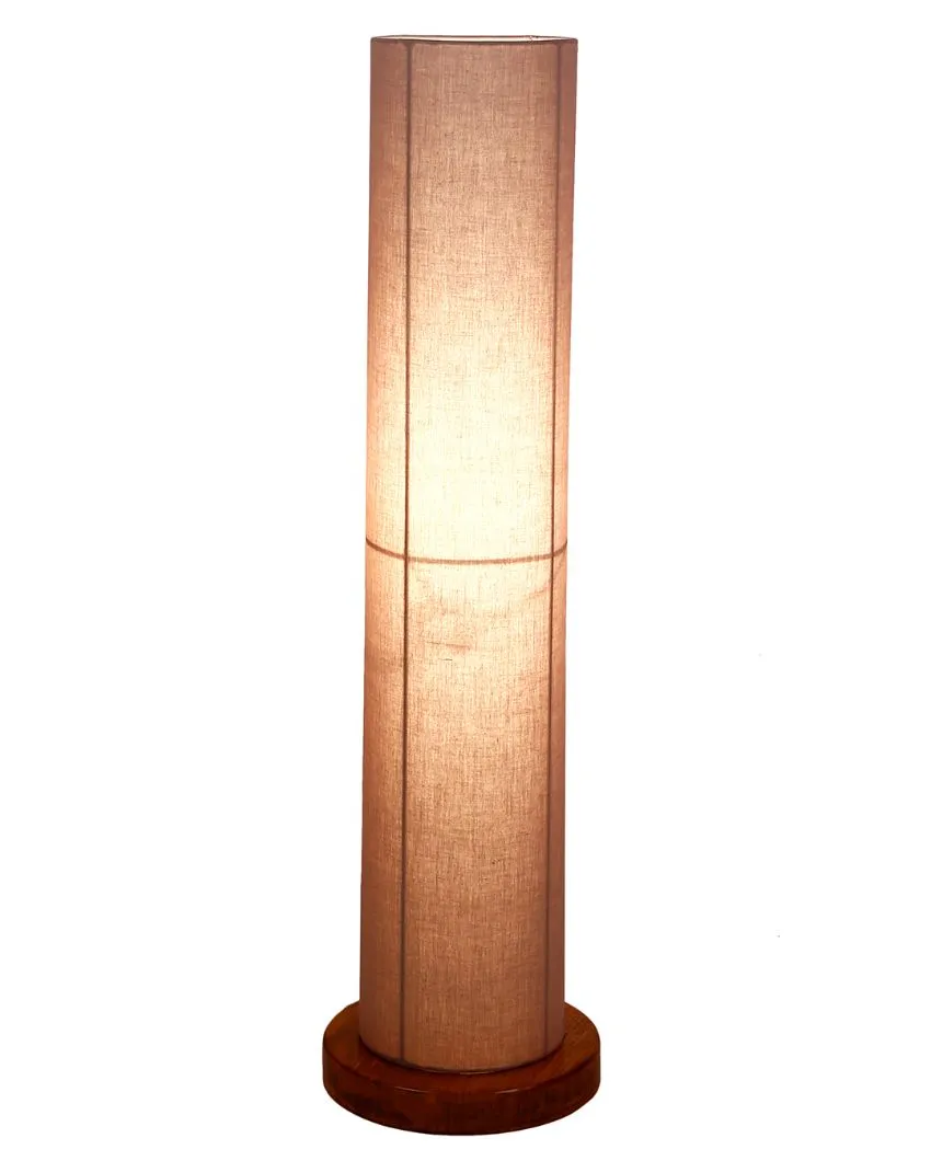 Modern Design Round Cotton Shade Floor Lamp With Wood Base | 2.8 Feet