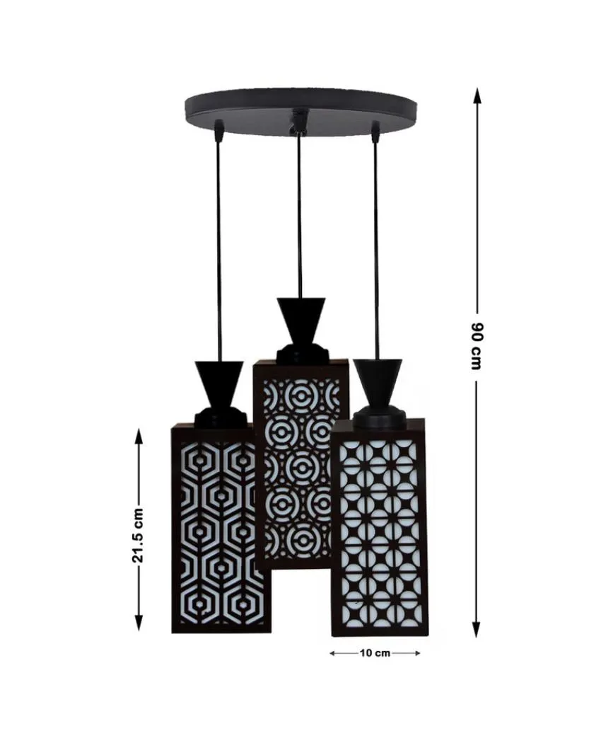 Modern Wooden Pendant 3 Lights Foyer Ceiling Lamp | 8 x 4 x 35 inches