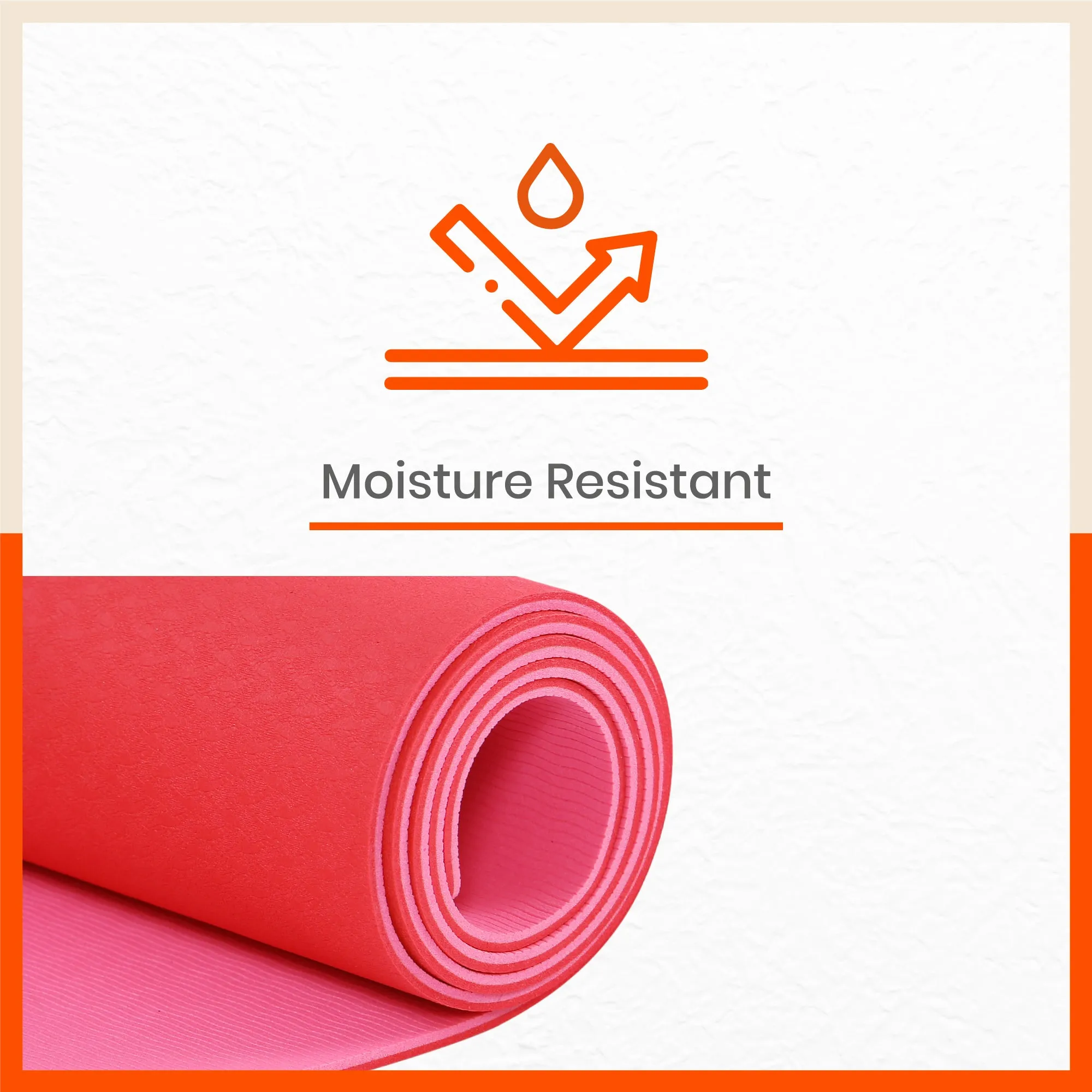 Moksh Premium Yoga Mat | Red & Pink (Size: 24” x 72” Thickness: 6mm)