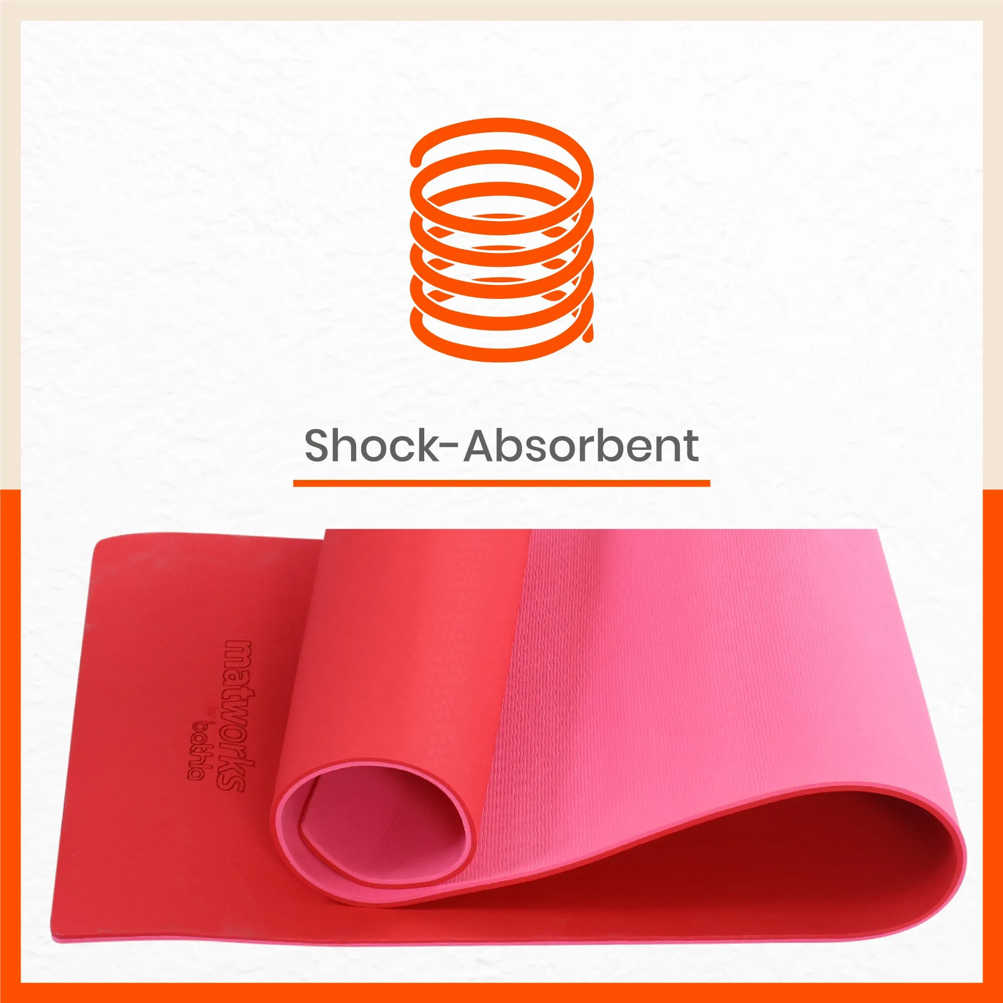 Moksh Premium Yoga Mat | Red & Pink (Size: 24” x 72” Thickness: 6mm)