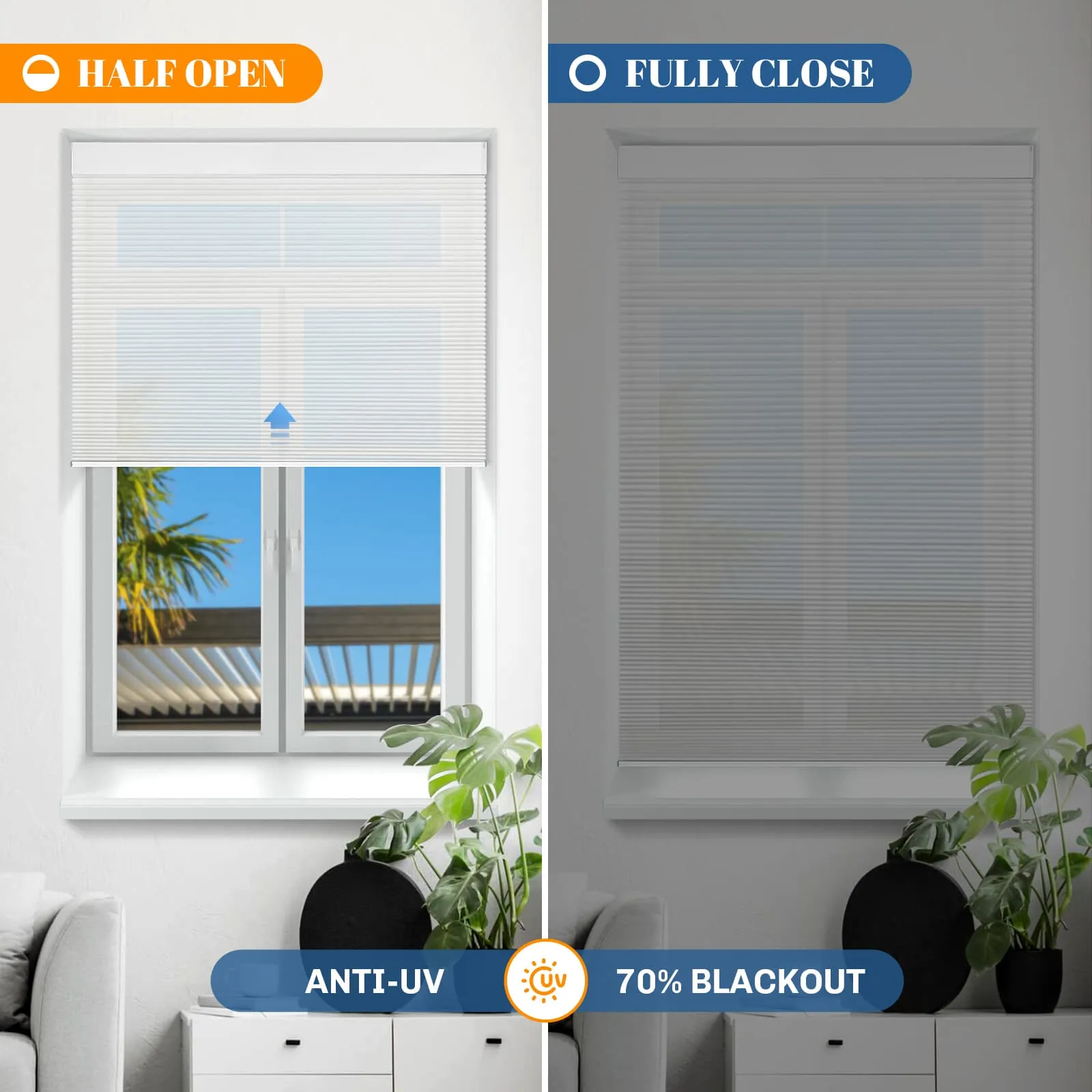 Motorized | Light Filtering | Rechargeable | Cellular Shades | Customizable