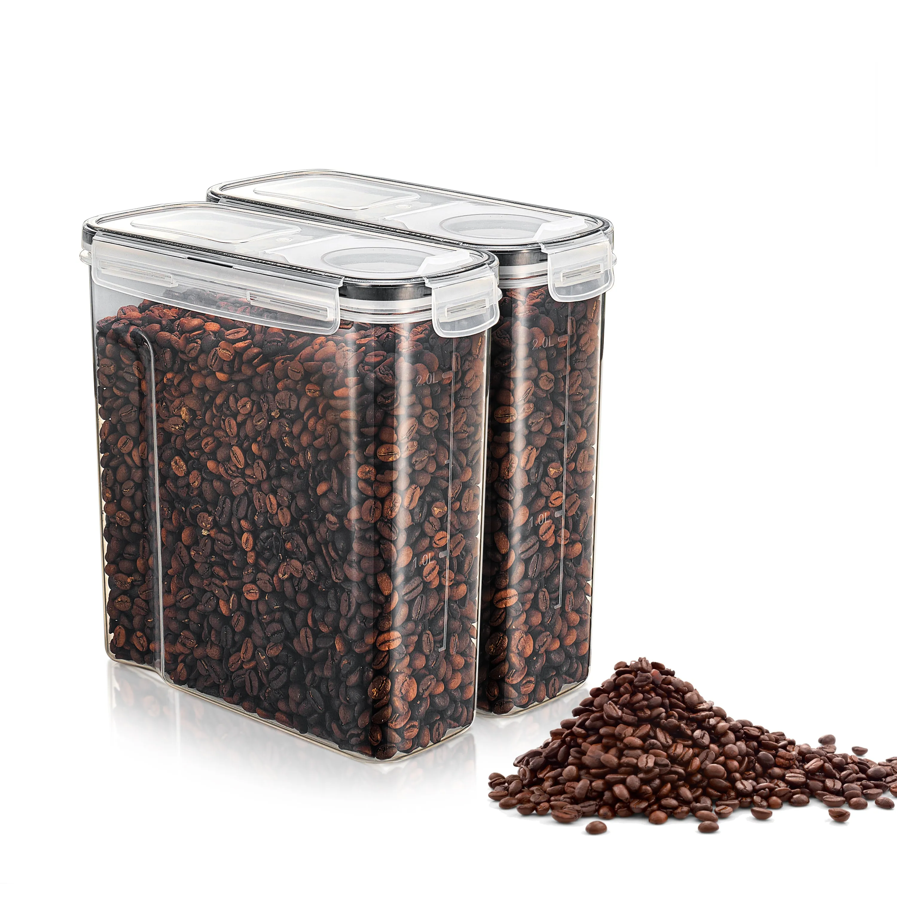 Narrow Coffee Bean Storage Containers Airtight with Lids (Set of 2)