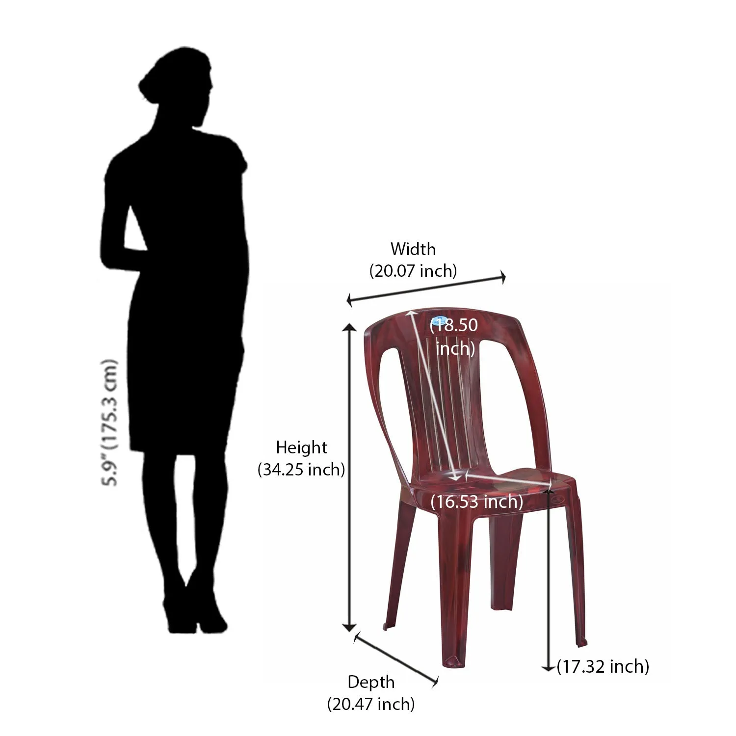 Nilkamal CHR 4032 Plastic Armless Chair