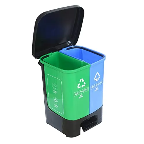 Nilkamal TWINDB10L 10 Liter Twin Dustbin Home Paddle Plastic Modern Step On Dustbin With Lid For Kitchen With Easy Detachable Bucket For Home, Office, School, Hotel, Hospital,Bathroom Waste bin