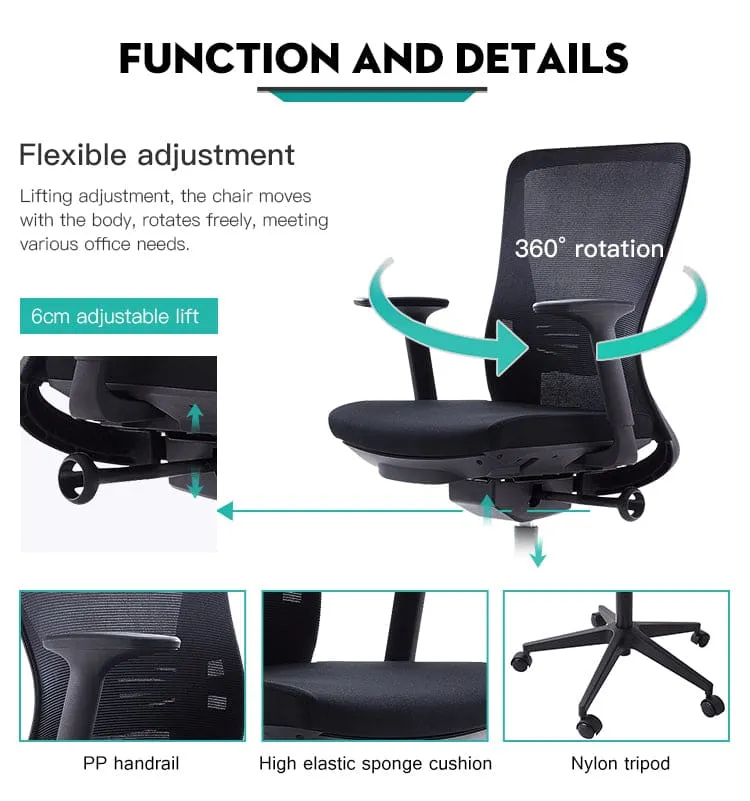 Office Furniture – Ergonomic Low Back Office Chair Mesh Swivel Office Chair