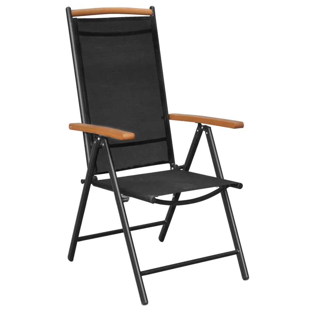 Patio Folding Chairs Camping Garden Chair with Armrest Textilene Black