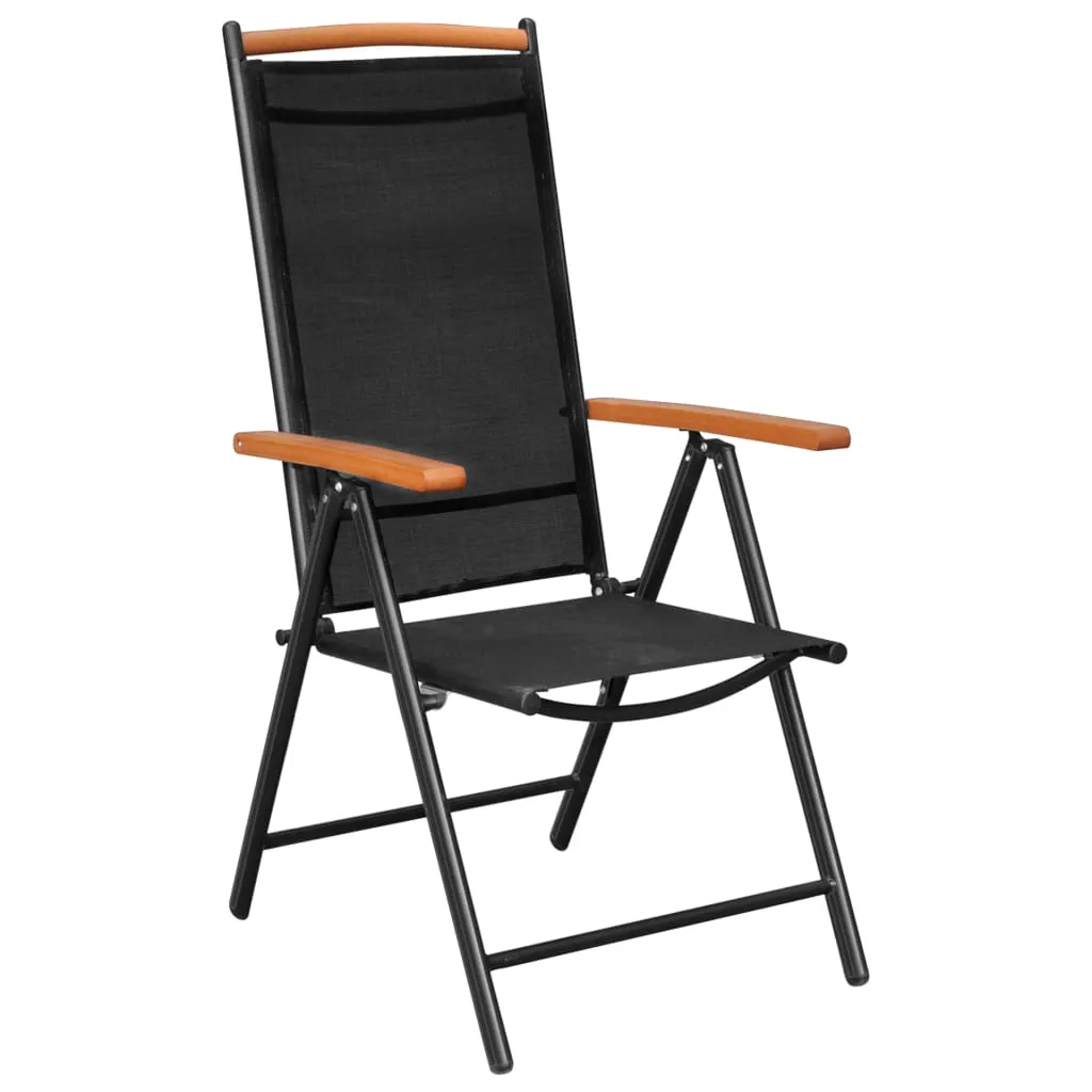 Patio Folding Chairs Camping Garden Chair with Armrest Textilene Black