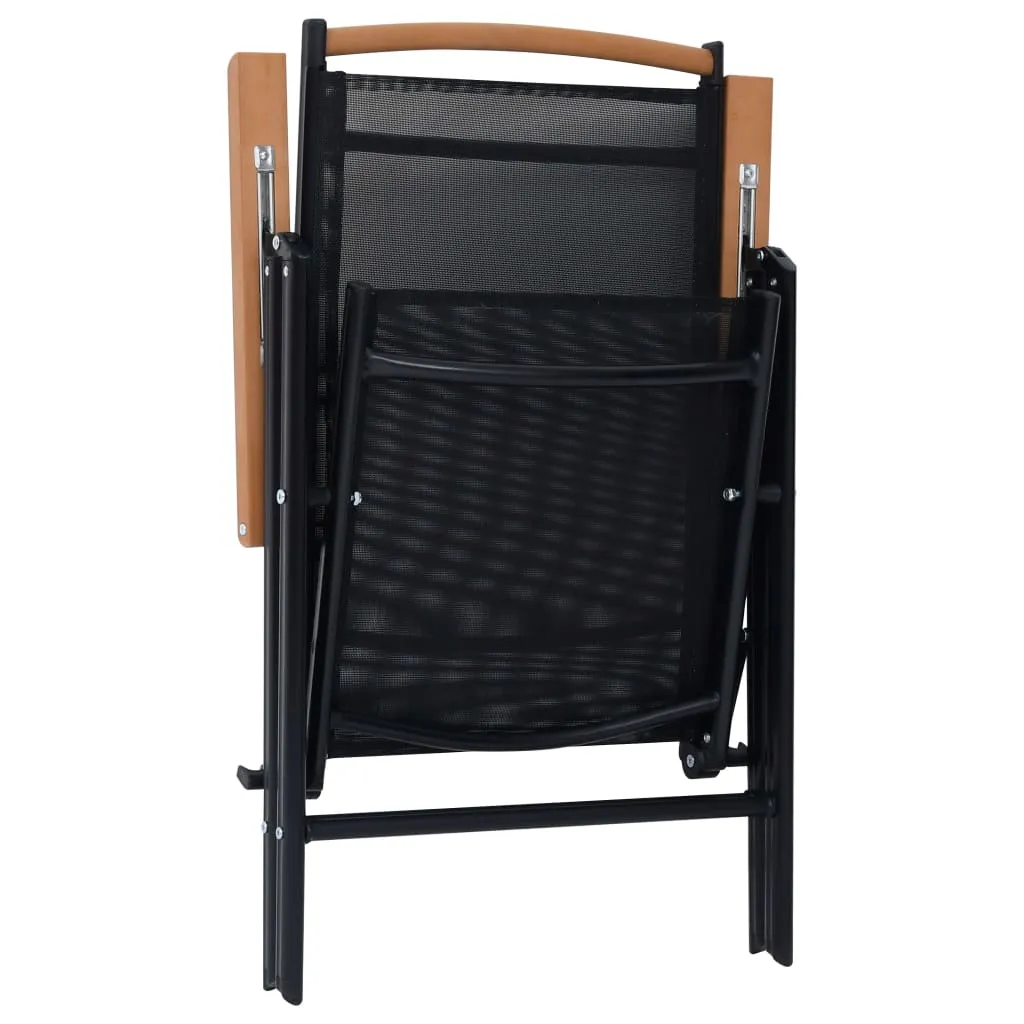 Patio Folding Chairs Camping Garden Chair with Armrest Textilene Black