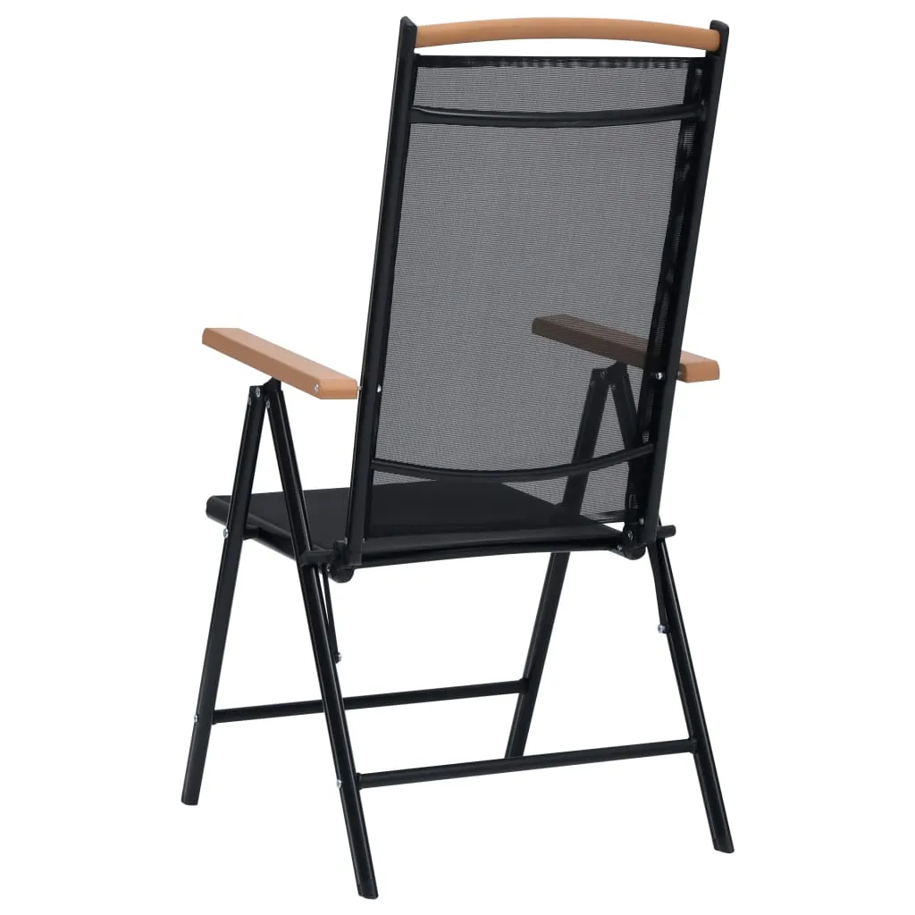 Patio Folding Chairs Camping Garden Chair with Armrest Textilene Black