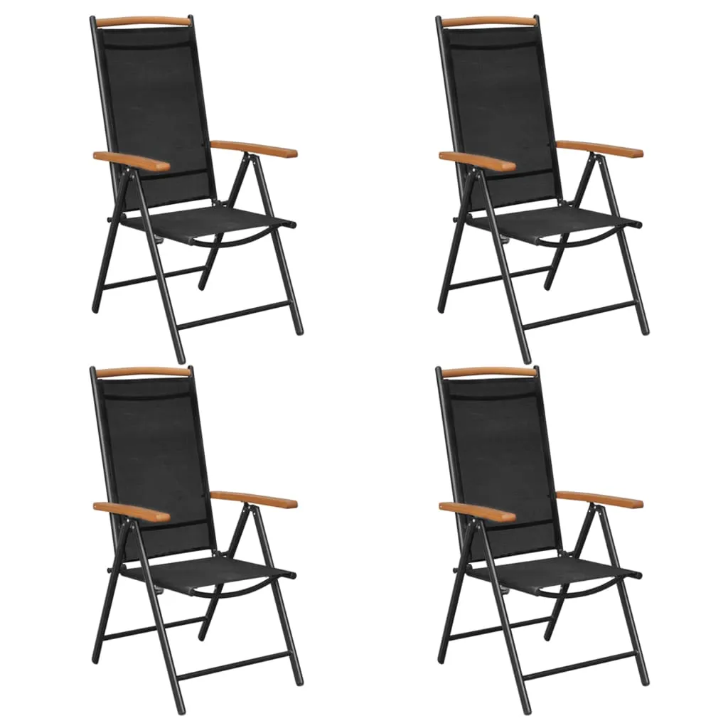 Patio Folding Chairs Camping Garden Chair with Armrest Textilene Black