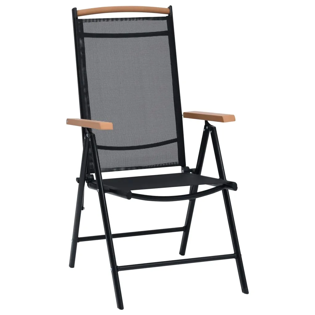 Patio Folding Chairs Camping Garden Chair with Armrest Textilene Black