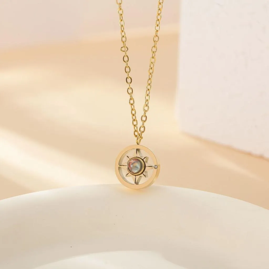 Personalized Compass Projection Necklace