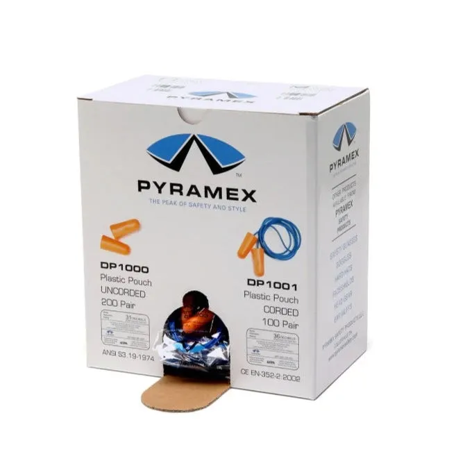 Pyramex® Corded Polyurethane Disposable Earplugs - 31 NRR - DP1001