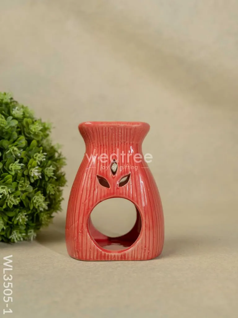 Red Pottery Diffuser Candle Holder with Rose Oil and Incense Sticks - WL3505-1