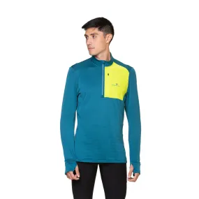 Ronhill | Men's Tech Winter 1/2 Zip - Deep Teal/Acid