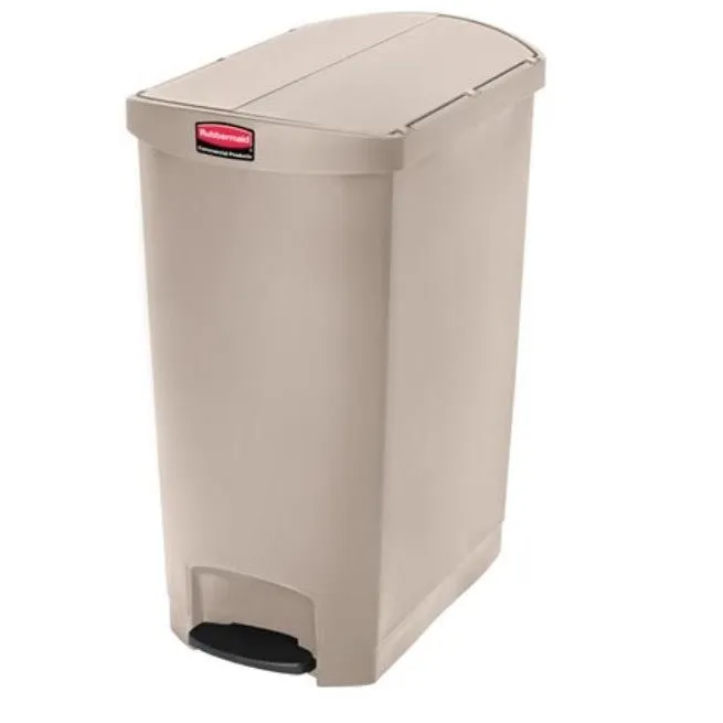 RUBBERMAID SLIM JIM RESIN END STEP ON RECTANGULAR TRASH CAN - 90 L BEIGE