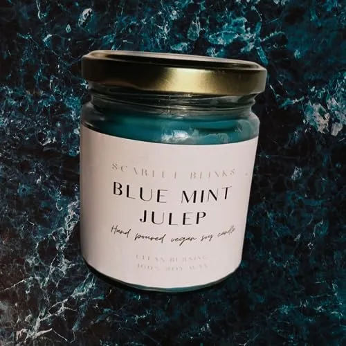 Scarlet Blinks Blue Mint Julep Candle | Soy Wax Candles | Aroma Therapy Candles | Burning Time :-45 HRS Pack of 3