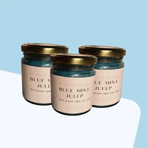 Scarlet Blinks Blue Mint Julep Candle | Soy Wax Candles | Aroma Therapy Candles | Burning Time :-45 HRS Pack of 3