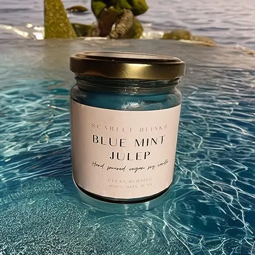 Scarlet Blinks Blue Mint Julep Candle | Soy Wax Candles | Aroma Therapy Candles | Burning Time :-45 HRS Pack of 3