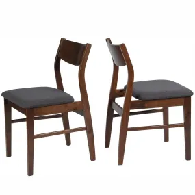 Set of 2 Dining Chairs Mid-Century Modern Upholstered Side Chairs with Rubber Wood Frame