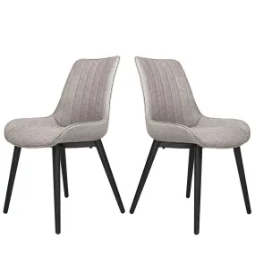 Set of 2 Elegant Modern Dining Chair, Metal Frame Comfortable Leather Vinyl Seat, Gray