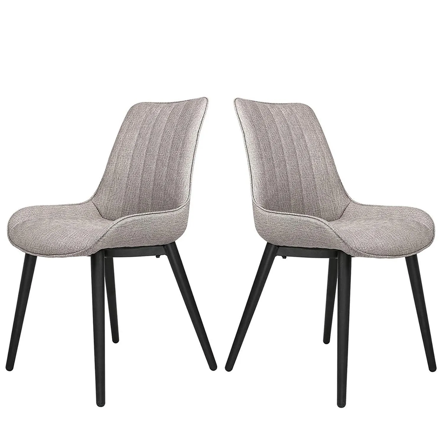 Set of 2 Elegant Modern Dining Chair, Metal Frame Comfortable Leather Vinyl Seat, Gray