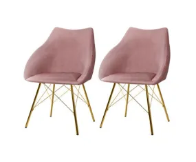 Set of 2 Valisa Dining Chairs Kitchen Chairs Upholstered Velvet Pink