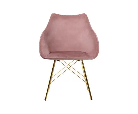 Set of 2 Valisa Dining Chairs Kitchen Chairs Upholstered Velvet Pink