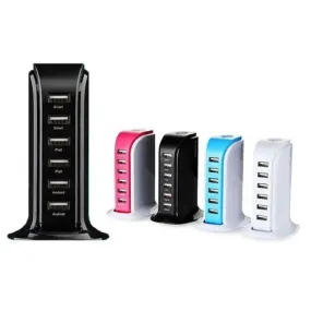 Smart Power 6 USB Colorful Tower for Every Desk at Home or Office -USB Tower