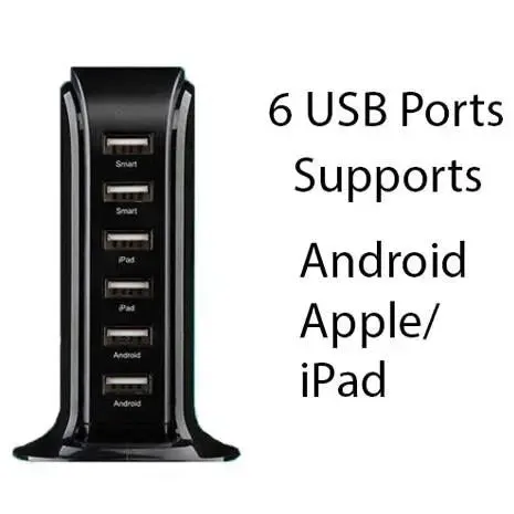 Smart Power 6 USB Colorful Tower for Every Desk at Home or Office -USB Tower