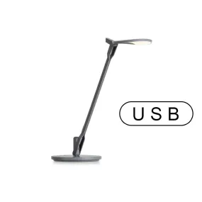 Splitty Matte Gray Contemporary LED Desk Lamp with Table Base and USB Port