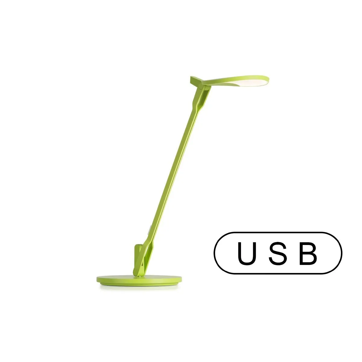 Splitty Matte Leaf Green Contemporary LED Desk Lamp with Table Base and USB Port