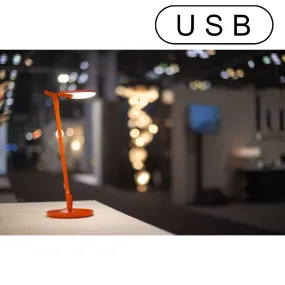 Splitty Matte Orange Contemporary LED Desk Lamp with Table Base and USB Port