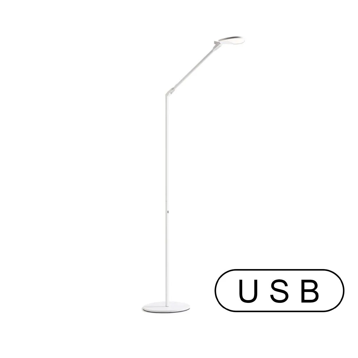 Splitty Matte White Contemporary LED Floor Lamp with USB Port