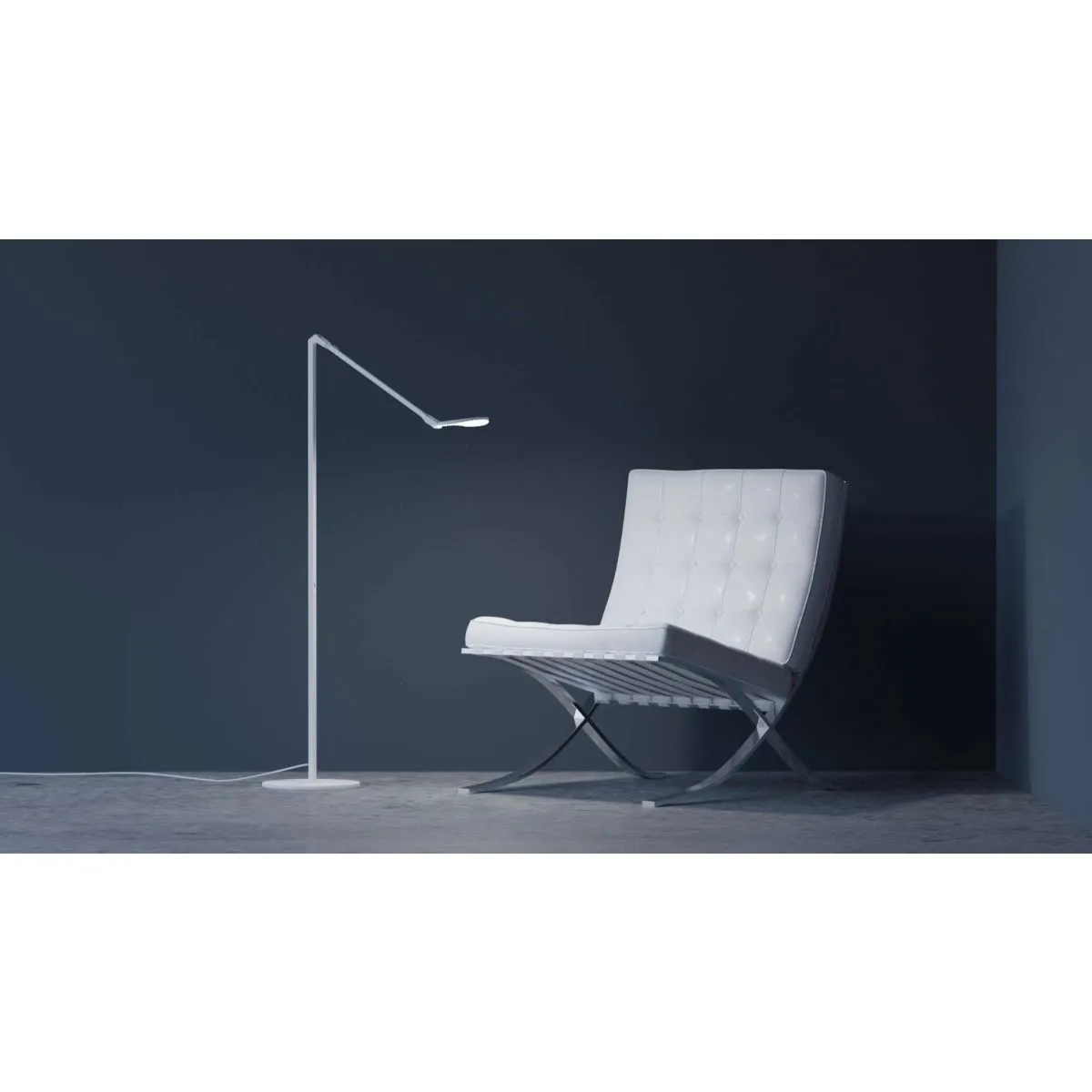 Splitty Matte White Contemporary LED Floor Lamp with USB Port