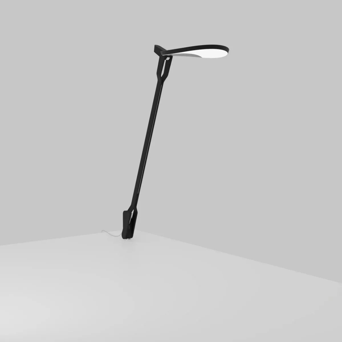 Splitty Pro Matte Black Contemporary LED Desk Lamp with Through-Table Mount and USB Port