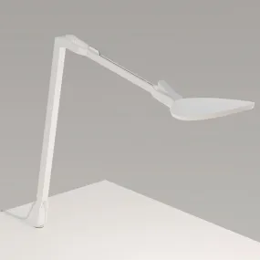 Splitty Reach Matte White Contemporary LED Desk Lamp with Through-Table Mount and USB Port