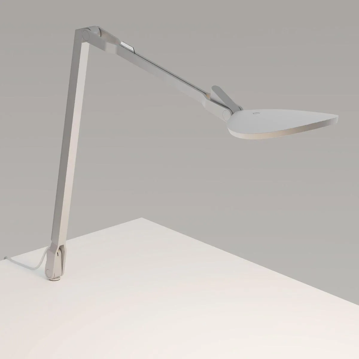 Splitty Reach Pro Silver Contemporary LED Desk Lamp with Through-Table Mount and USB Port