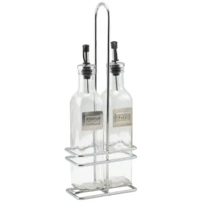 Square Glass Oil & Vinegar With Chrome Stand pack of 1