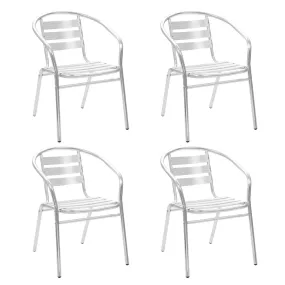 Stackable Patio Chairs Outdoor Chair with Triple Slat Back Aluminum