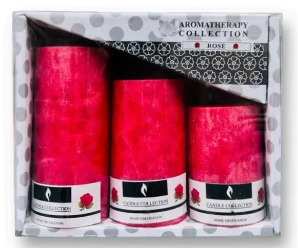 The Decor Affair Red Pillar Candles Smokeless Scented, Pack of 3, Long-Lasting Aromatic Candles for Home Décor, Celebrations, Weddings, and Special Occasions.