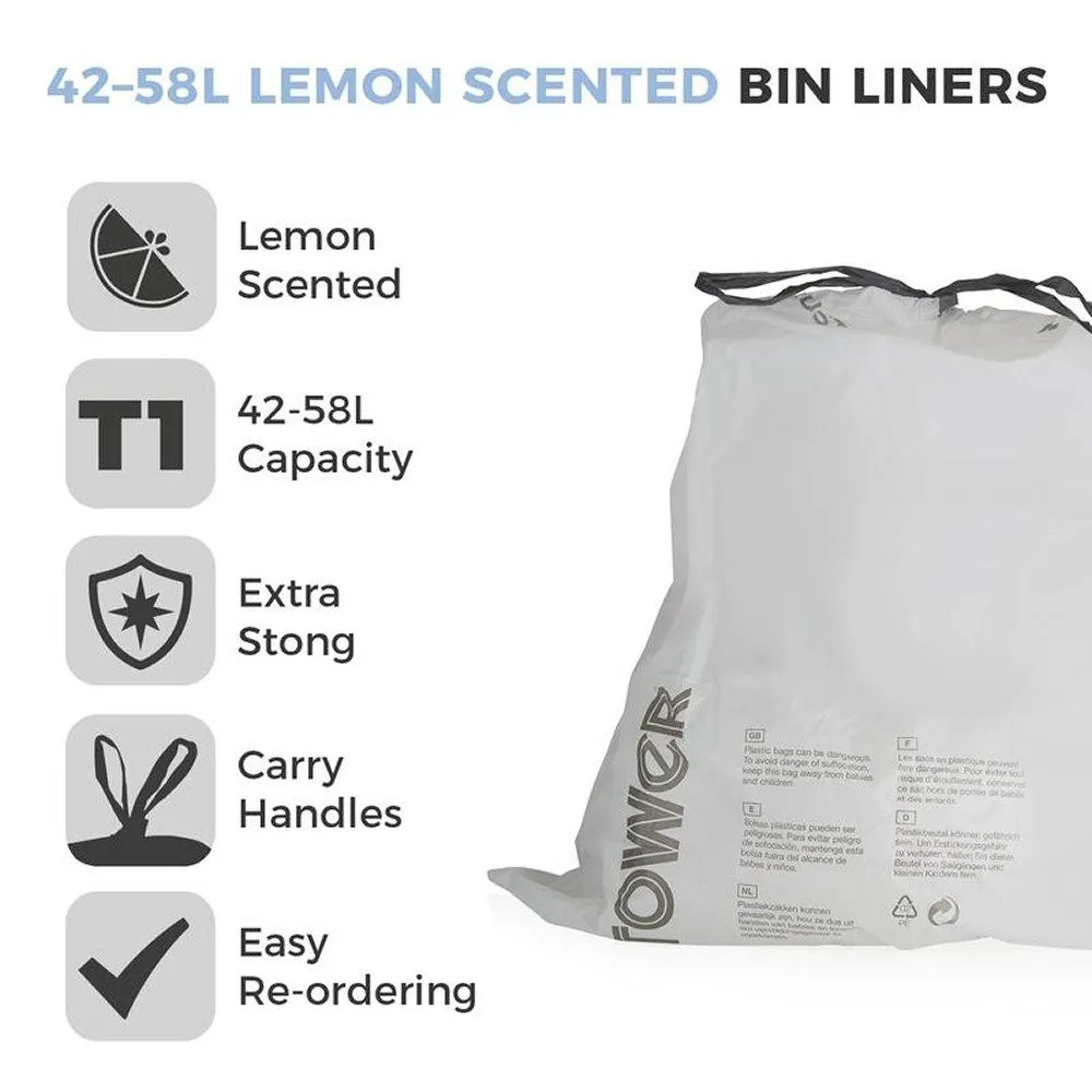 Tower 42-58 Litre Lemon Senceted Bin Liners